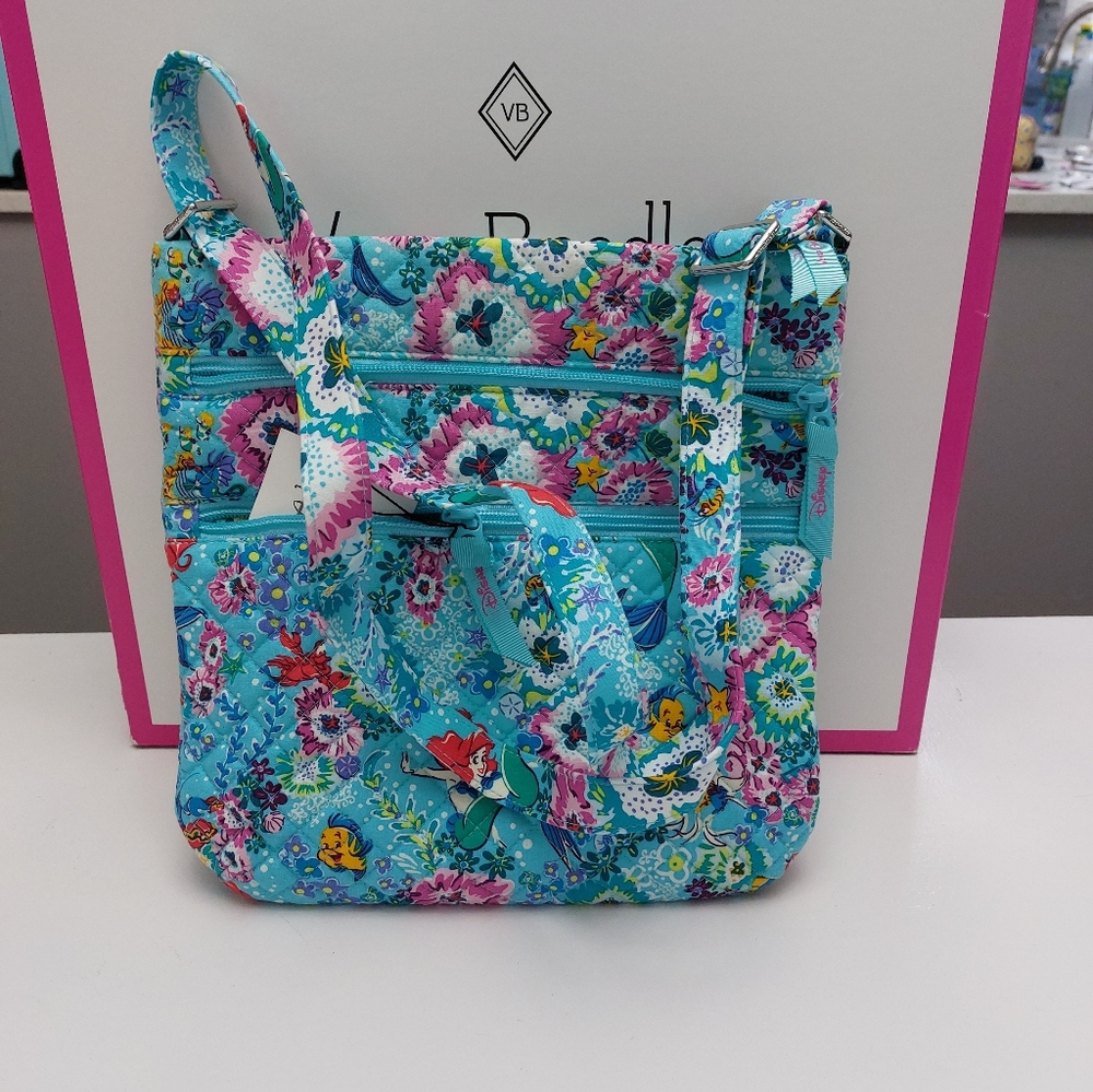 Vera Bradley Triple Zip Hipster Little Mermaid Ariel Floral NWT
